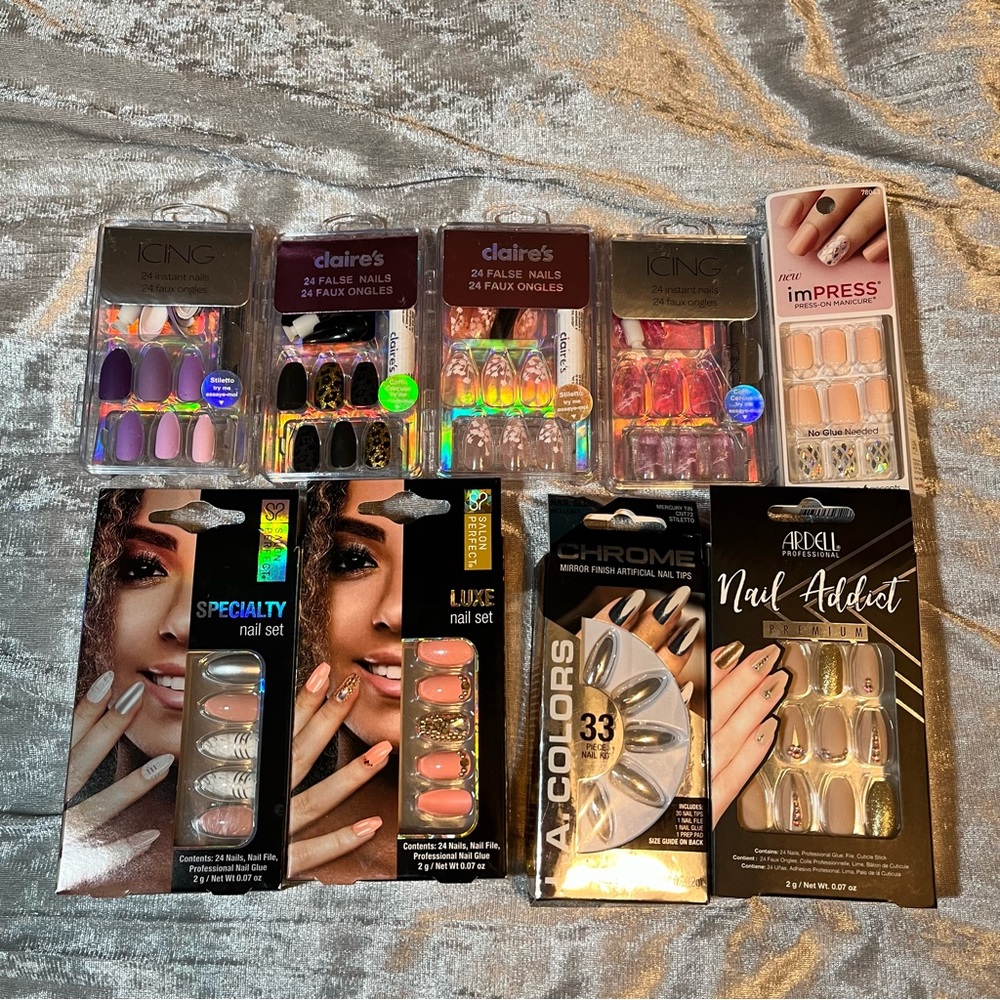 Press-On Nails Lot of 9 imPress, Salon Perfect, Ardell Professional & More